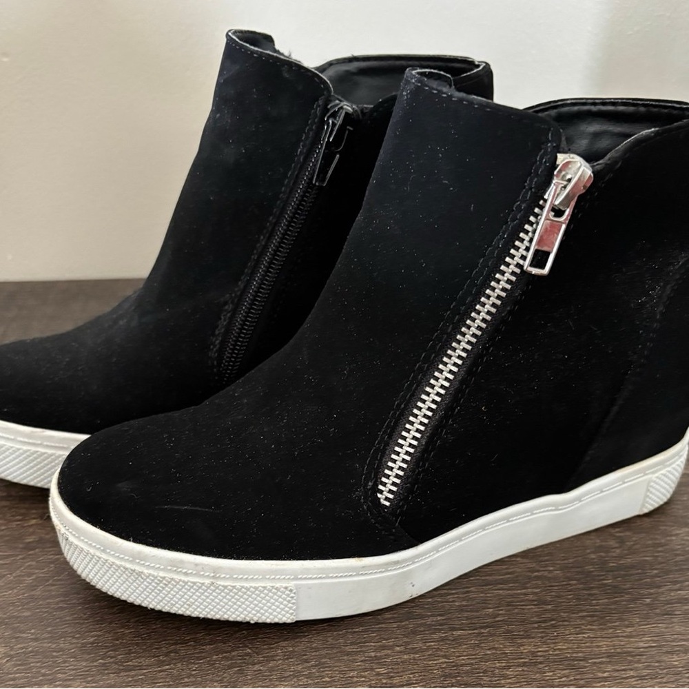 Black Faux Suede Ankle Boots